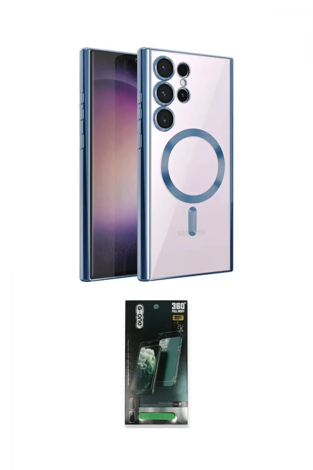 ieg™ Galaxy S24 Ultra Kılıf Nova Işık Özel Seri - Şeffaf 360 Full Body Arka Koruyucu