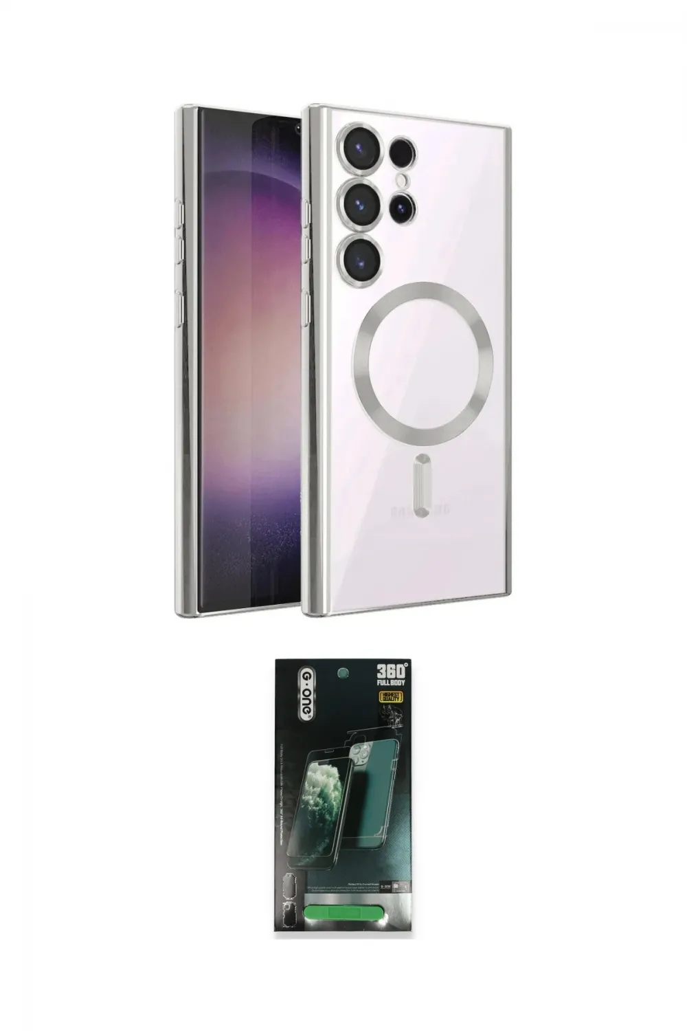 ieg™ Galaxy S24 Ultra Kılıf Nova Işık Özel Seri - Şeffaf 360 Full Body Arka Koruyucu