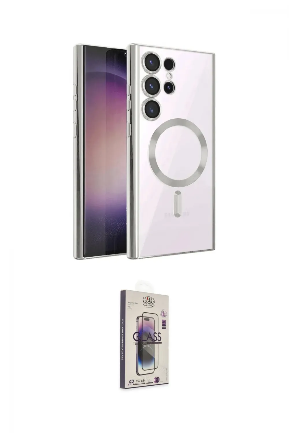 ieg™ Galaxy S24 Ultra Kılıf Nova Işık Özel Seri - Siyah Bilvis 3D Cam Ekran Koruyucu