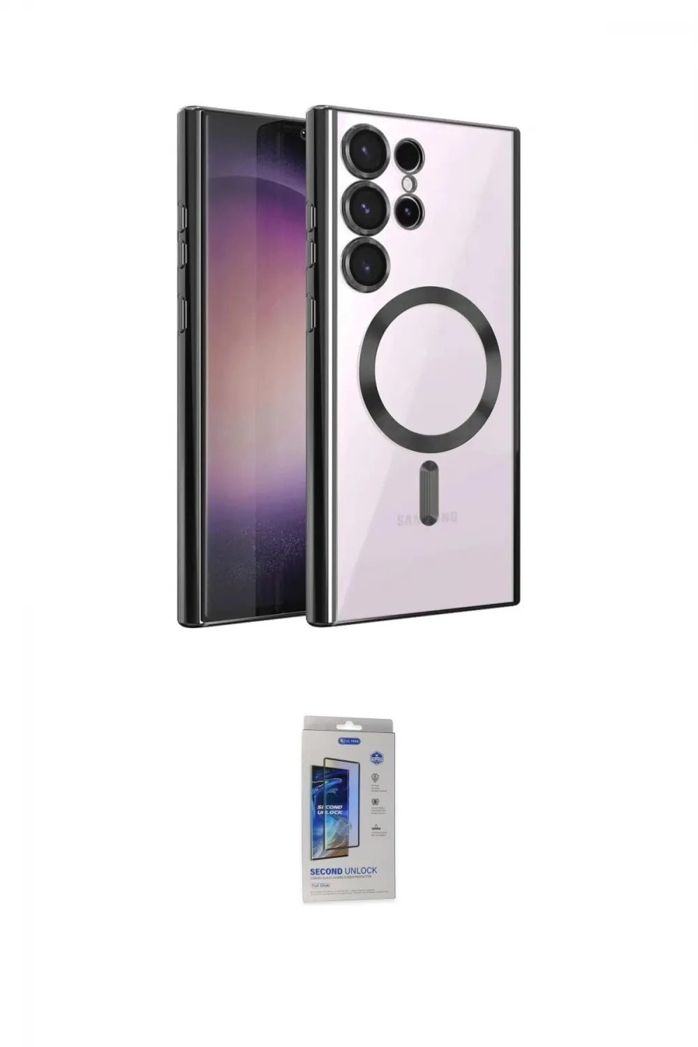 ieg™ Galaxy S24 Ultra Kılıf Nova Işık Özel Seri - Siyah Durable Full Glue Curved Cam