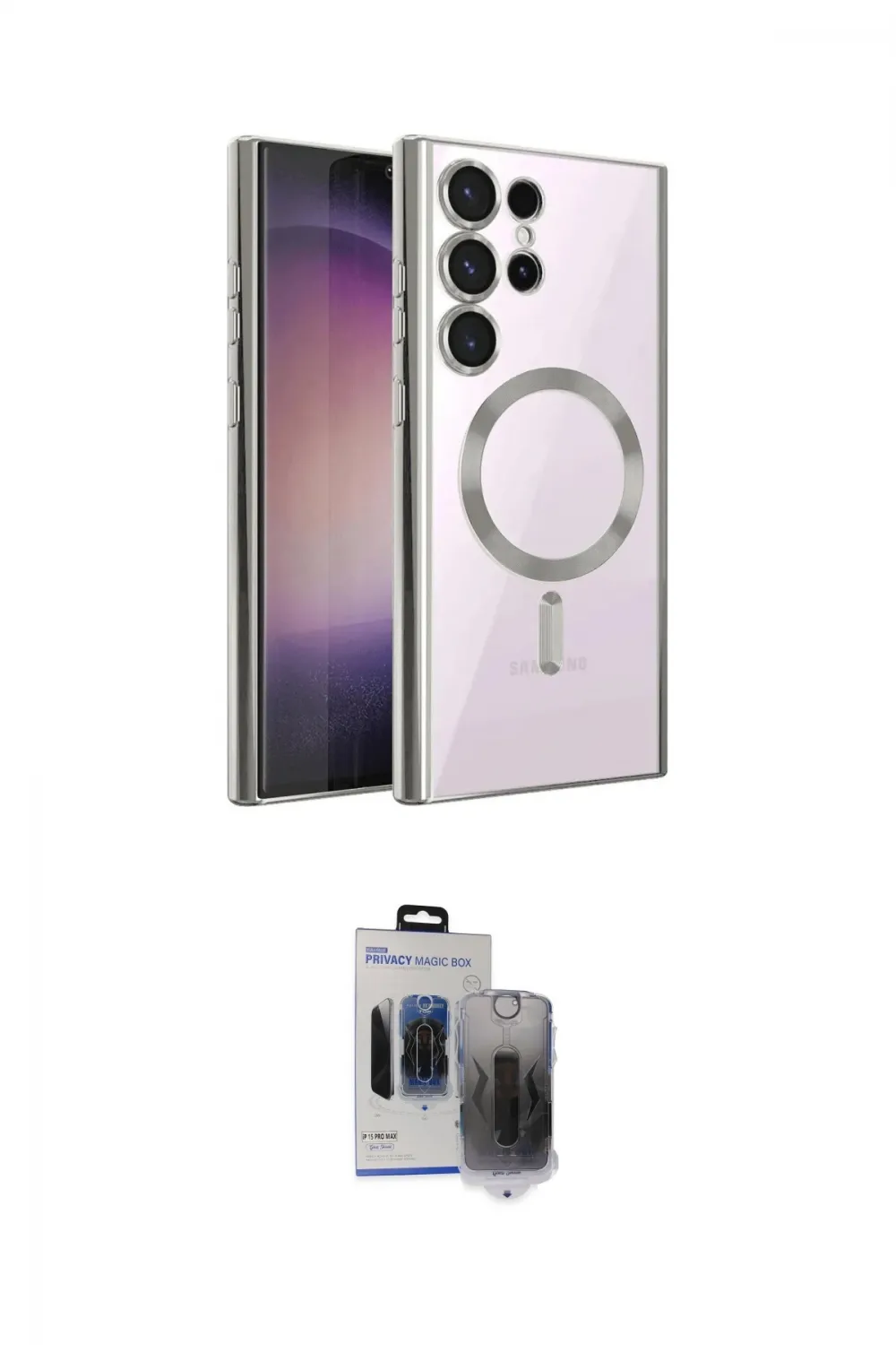 ieg™ Galaxy S24 Ultra Kılıf Nova Işık Özel Seri - Siyah Vanessa Magic Hayalet Cam
