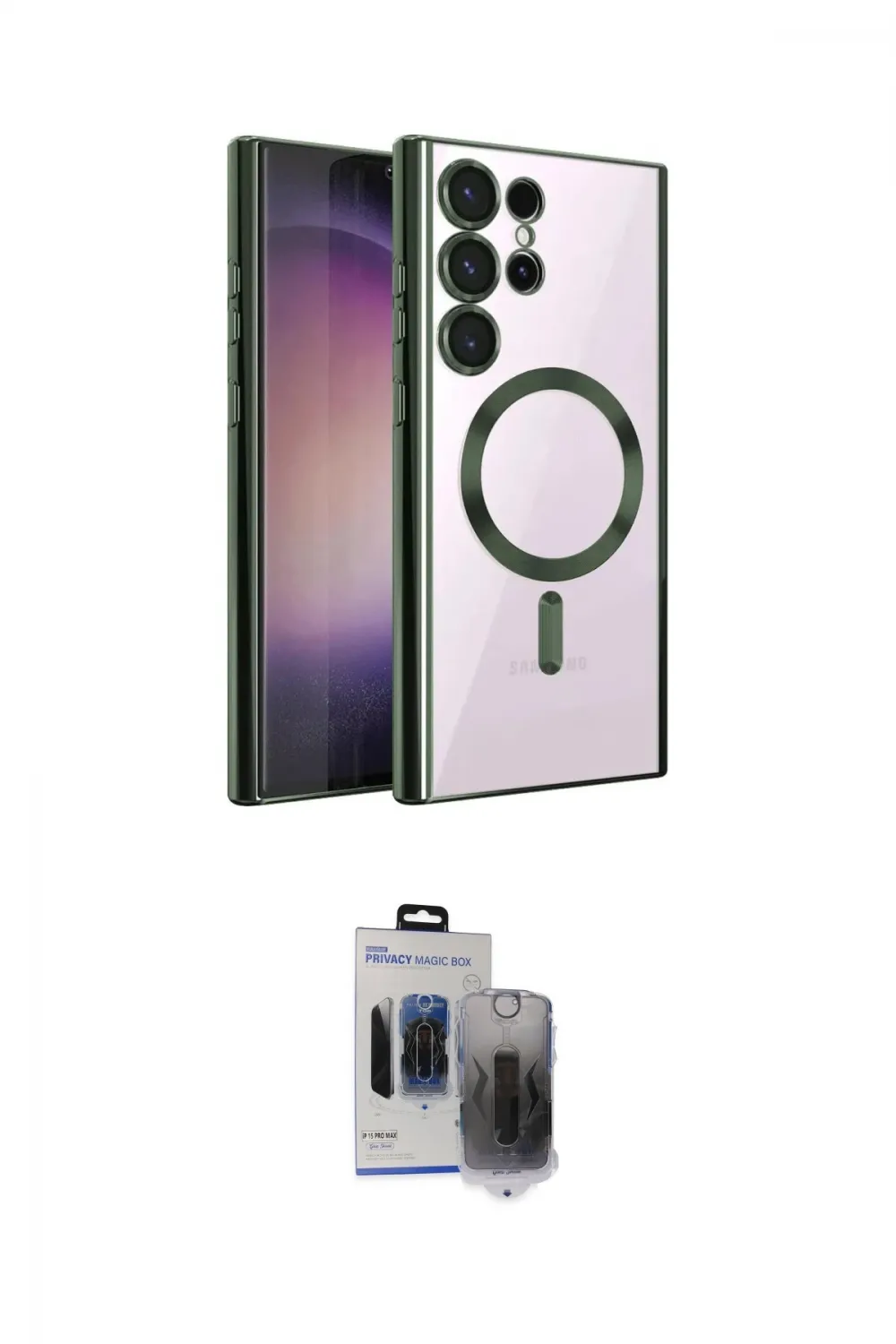 ieg™ Galaxy S24 Ultra Kılıf Nova Işık Özel Seri - Siyah Vanessa Magic Hayalet Cam