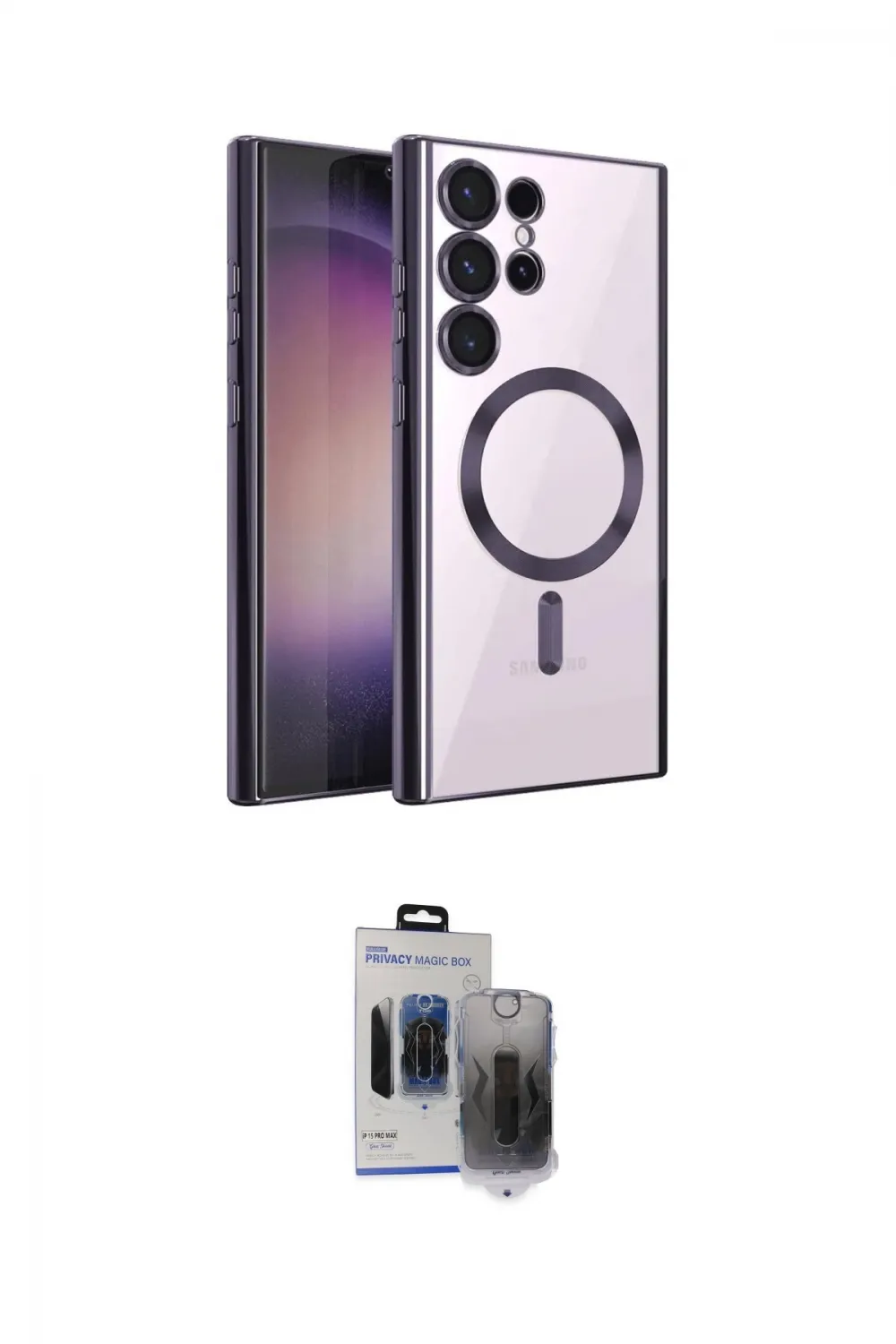 ieg™ Galaxy S24 Ultra Kılıf Nova Işık Özel Seri - Siyah Vanessa Magic Hayalet Cam