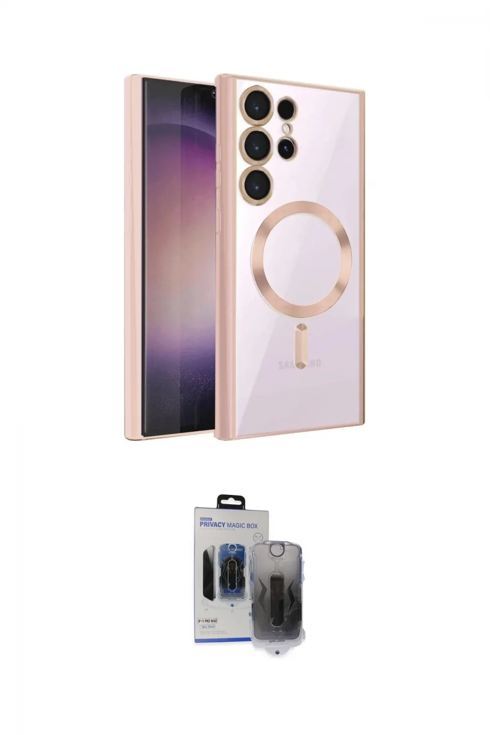ieg™ Galaxy S24 Ultra Kılıf Nova Işık Özel Seri - Siyah Vanessa Magic Hayalet Cam
