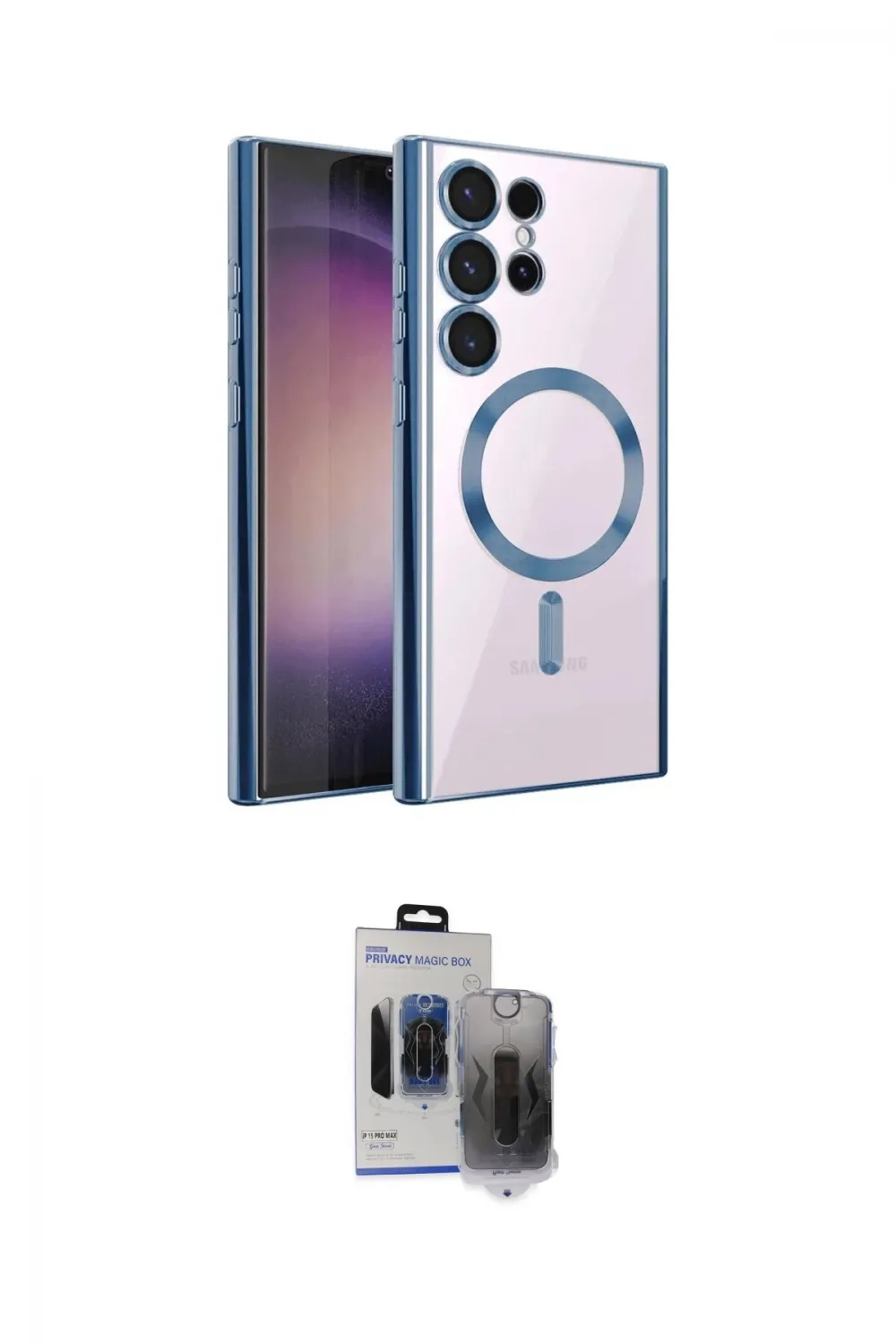 ieg™ Galaxy S24 Ultra Kılıf Nova Işık Özel Seri - Siyah Vanessa Magic Hayalet Cam