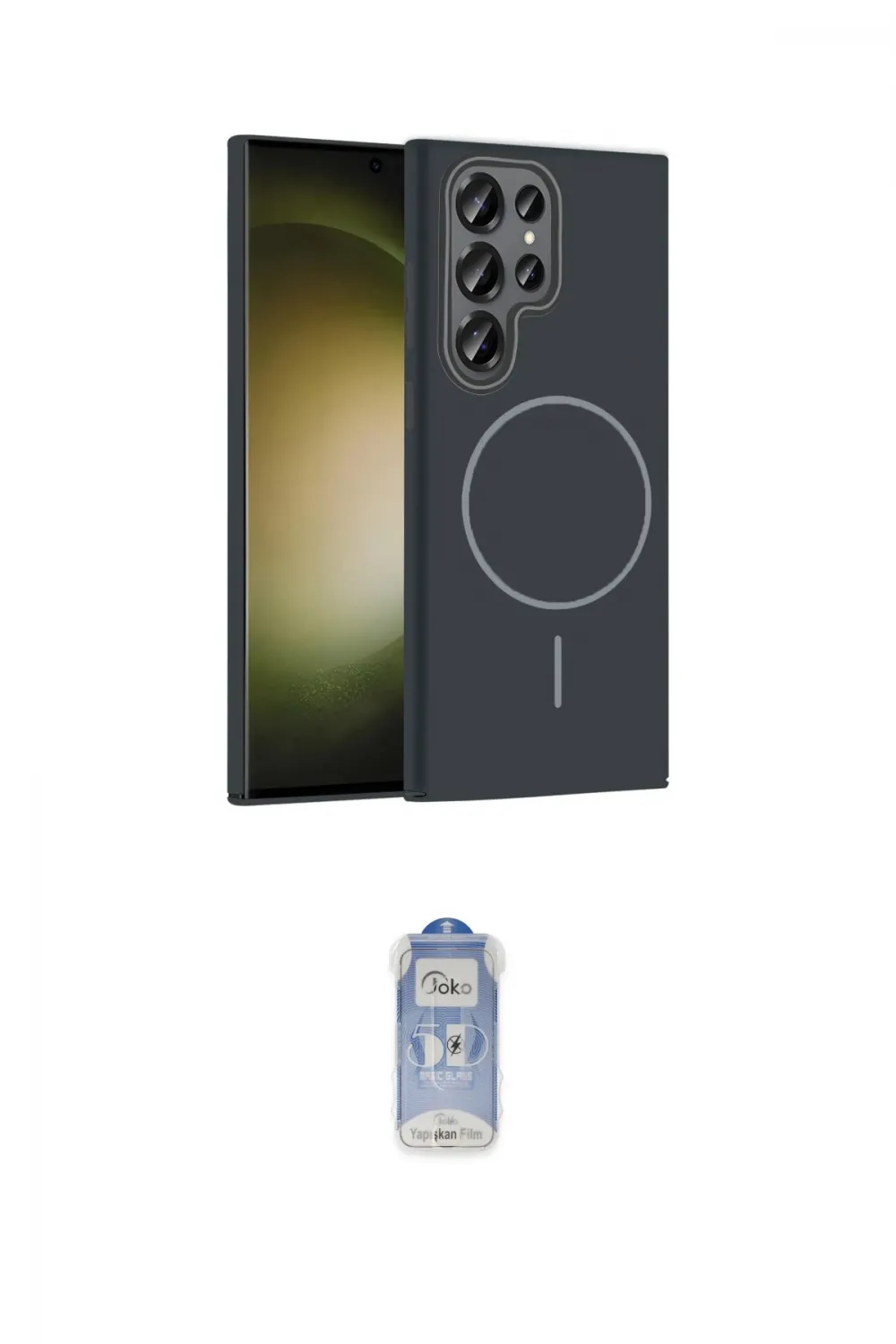 ieg™ Galaxy S24 Ultra Kılıf Siluet Doku Özel Seri - Siyah Joko Magic 5D Cam