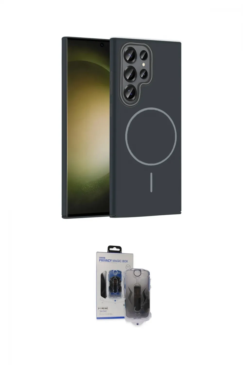 ieg™ Galaxy S24 Ultra Kılıf Siluet Doku Özel Seri - Siyah Vanessa Magic Hayalet Cam