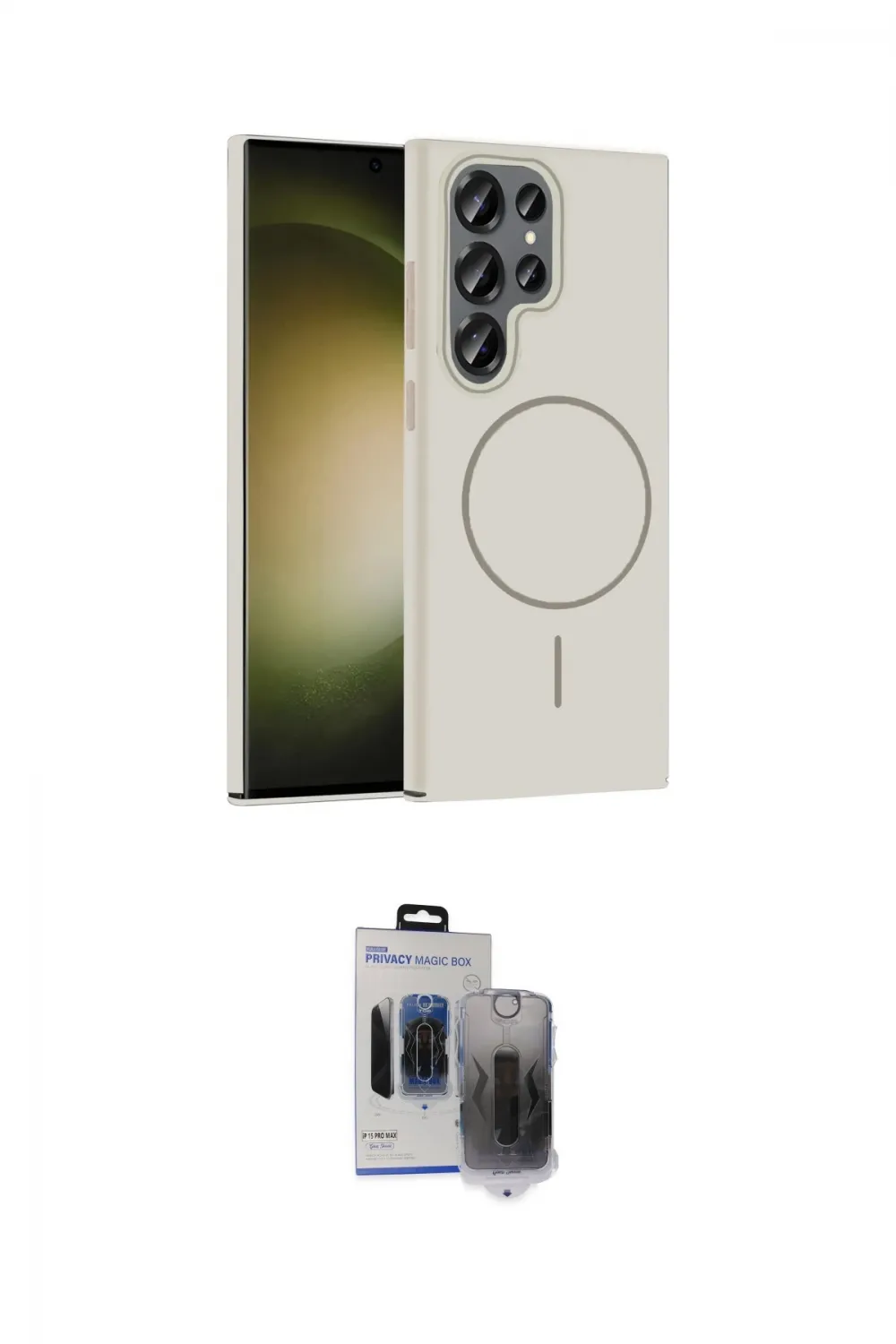 ieg™ Galaxy S24 Ultra Kılıf Siluet Doku Özel Seri - Siyah Vanessa Magic Hayalet Cam