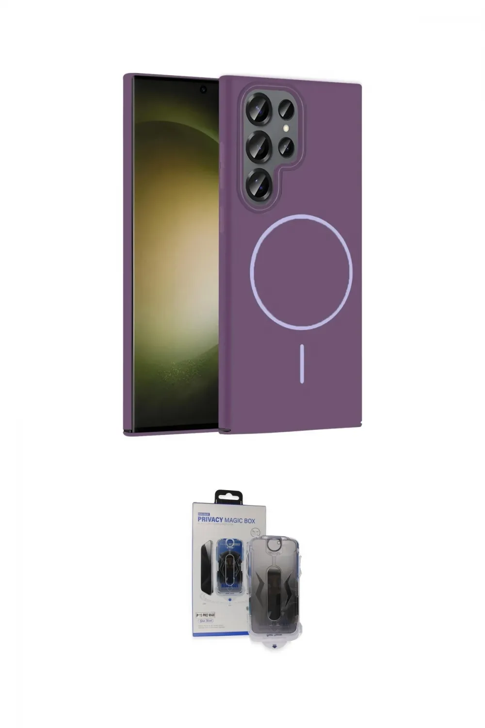 ieg™ Galaxy S24 Ultra Kılıf Siluet Doku Özel Seri - Siyah Vanessa Magic Hayalet Cam