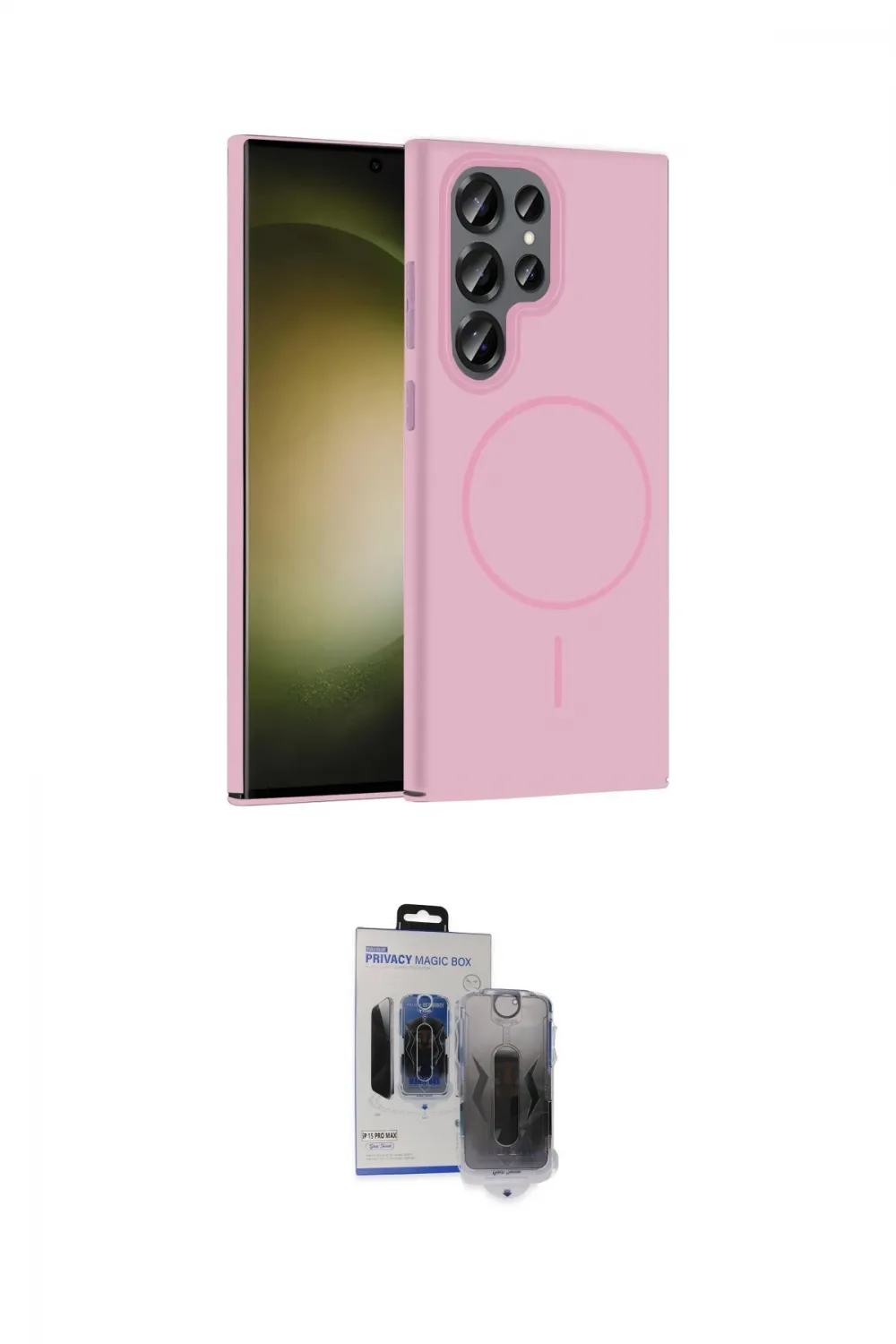 ieg™ Galaxy S24 Ultra Kılıf Siluet Doku Özel Seri - Siyah Vanessa Magic Hayalet Cam
