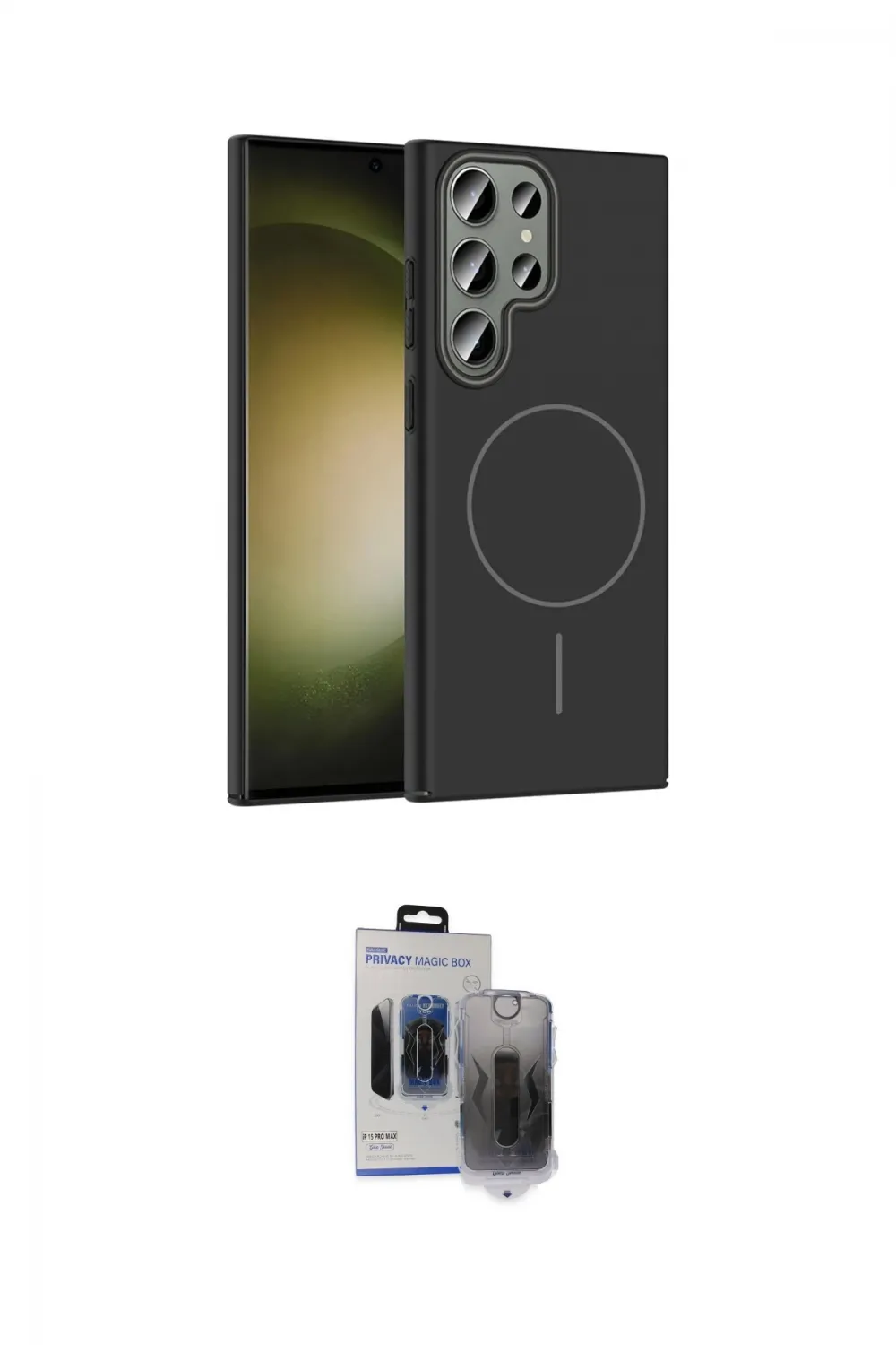 ieg™ Galaxy S24 Ultra Kılıf Siluet Doku Özel Seri - Siyah Vanessa Magic Hayalet Cam