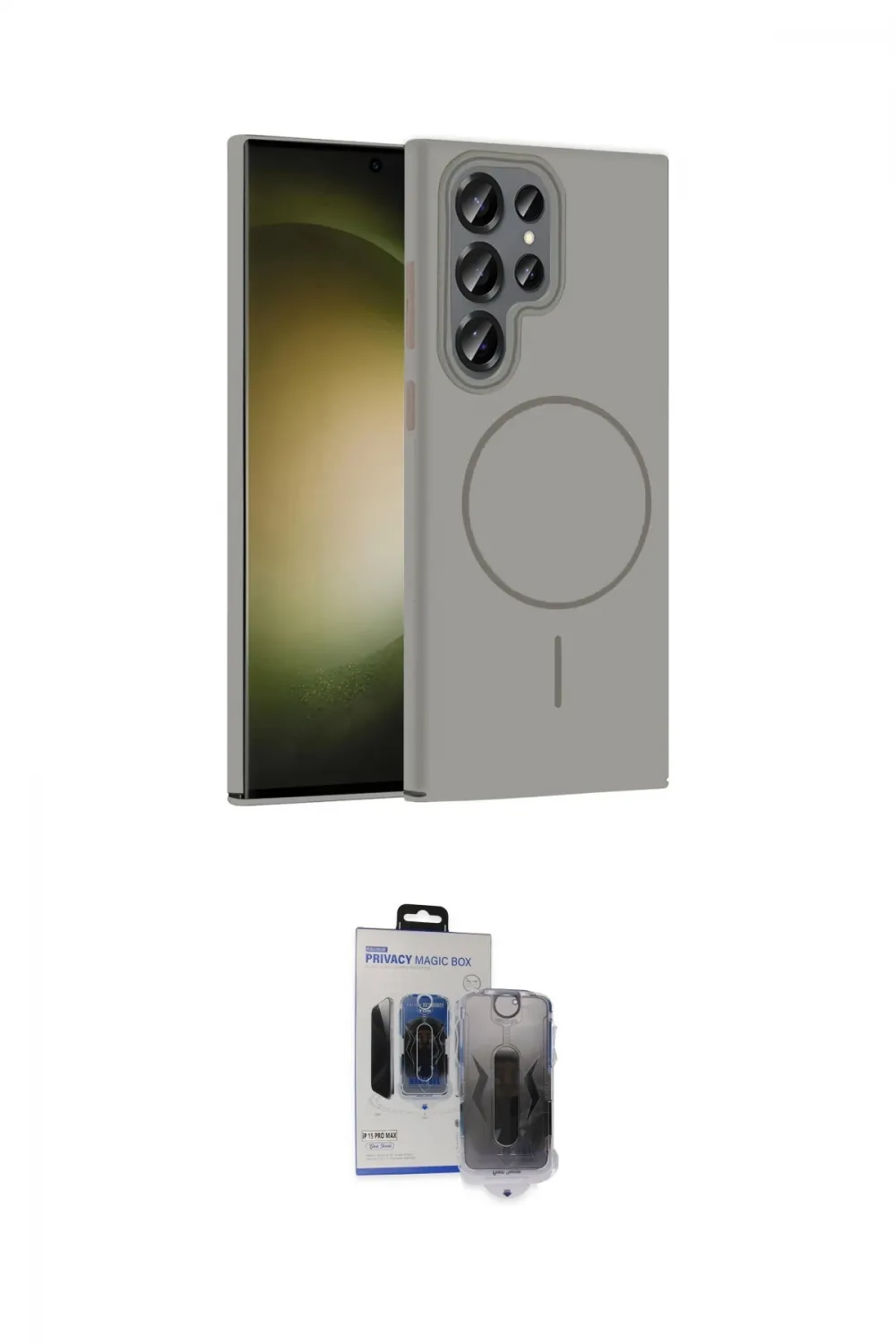 ieg™ Galaxy S24 Ultra Kılıf Siluet Doku Özel Seri - Siyah Vanessa Magic Hayalet Cam