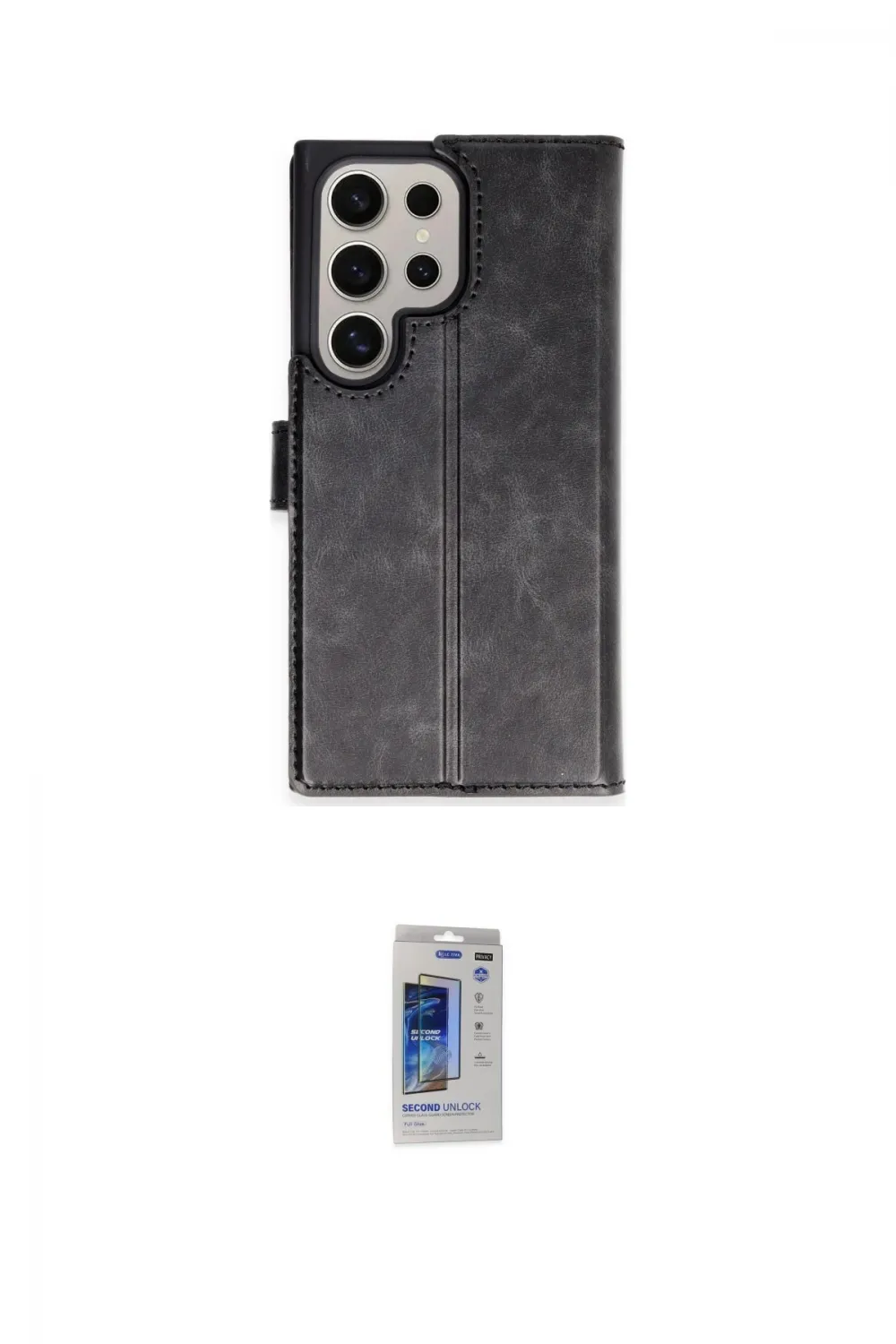 ieg™ Galaxy S24 Ultra Kılıf Siluet Işık Serisi - Siyah Durable Full Glue Curved Hayalet Cam