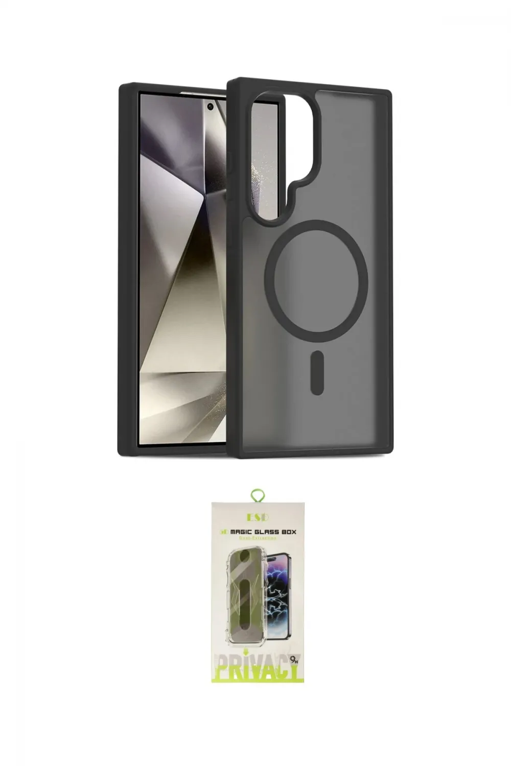 ieg™ Galaxy S24 Ultra Kılıf Siluet Minimal Prime - Siyah Joko Magic 5D Hayalet Cam