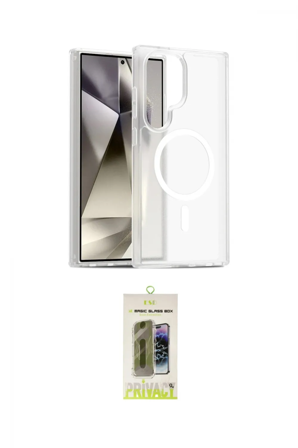 ieg™ Galaxy S24 Ultra Kılıf Siluet Minimal Prime - Siyah Joko Magic 5D Hayalet Cam
