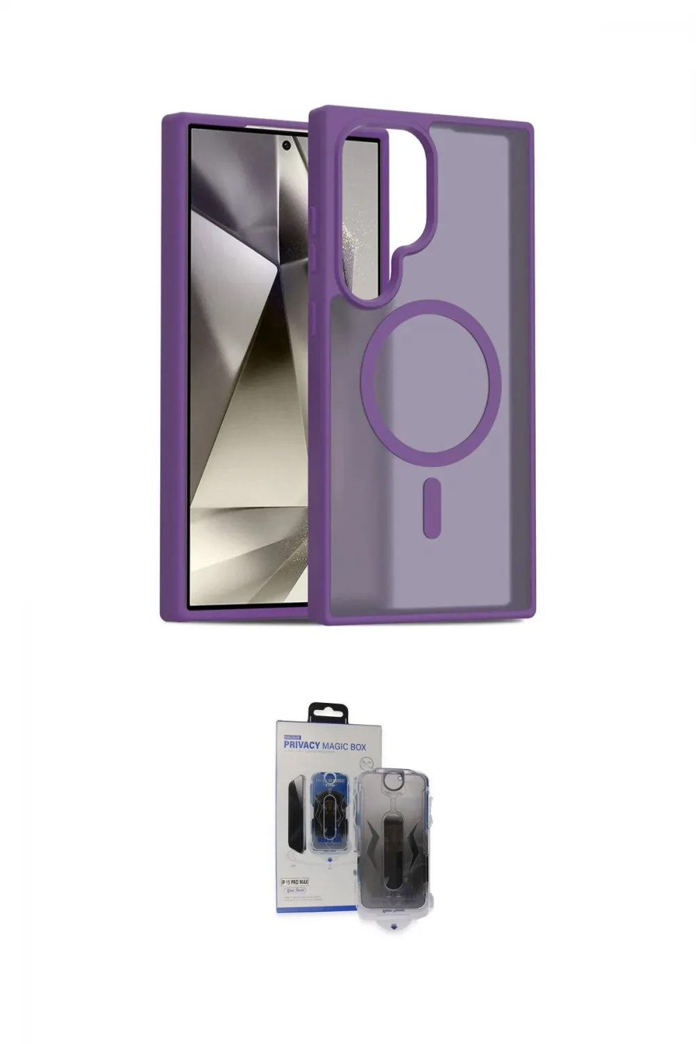 ieg™ Galaxy S24 Ultra Kılıf Siluet Minimal Prime - Siyah Vanessa Magic Hayalet Cam