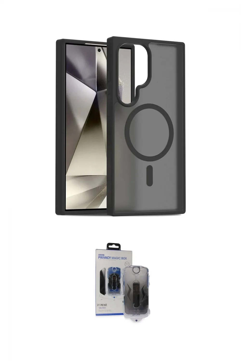 ieg™ Galaxy S24 Ultra Kılıf Siluet Minimal Prime - Siyah Vanessa Magic Hayalet Cam