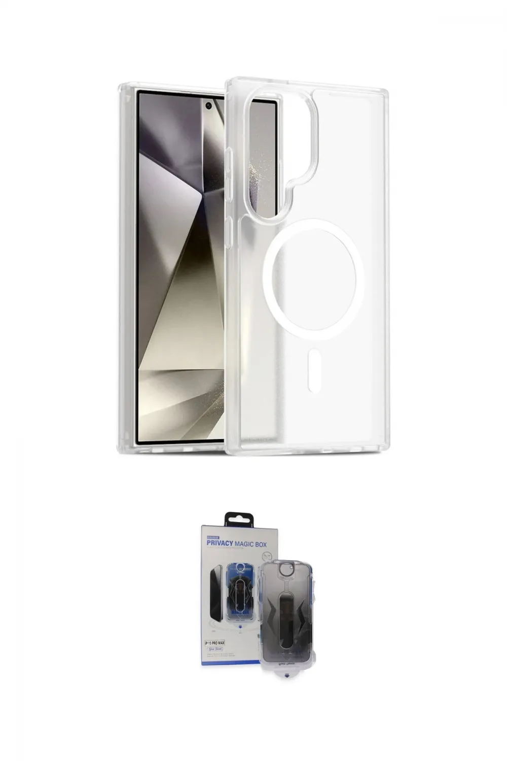 ieg™ Galaxy S24 Ultra Kılıf Siluet Minimal Prime - Siyah Vanessa Magic Hayalet Cam