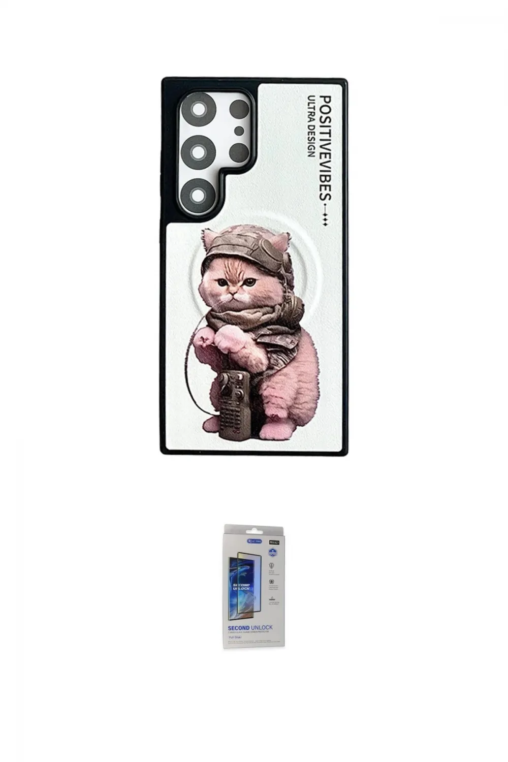 ieg™ Galaxy S24 Ultra Kılıf Siluet Modern Özel Seri - Siyah Durable Full Glue Curved Hayalet Cam
