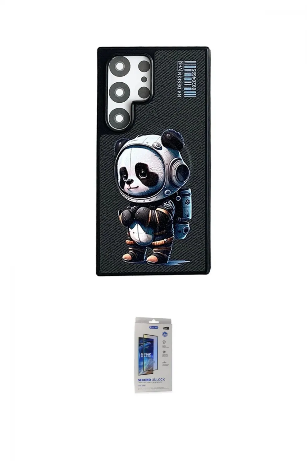 ieg™ Galaxy S24 Ultra Kılıf Siluet Modern Özel Seri - Siyah Durable Full Glue Curved Hayalet Cam