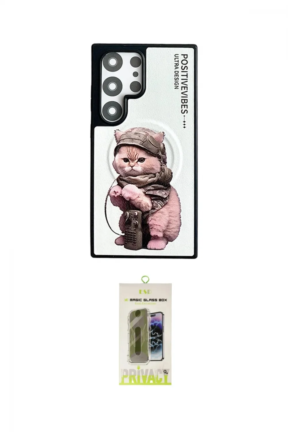ieg™ Galaxy S24 Ultra Kılıf Siluet Modern Özel Seri - Siyah Joko Magic 5D Hayalet Cam