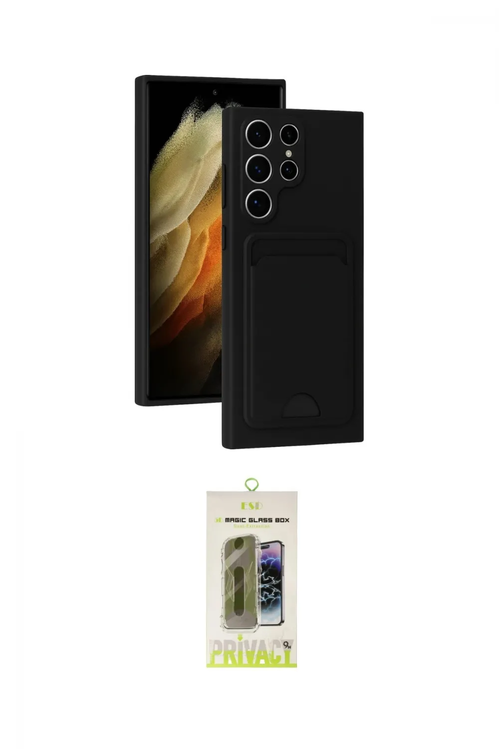 ieg™ Galaxy S24 Ultra Kılıf Vadi Çizgi Prime - Siyah Joko Magic 5D Hayalet Cam