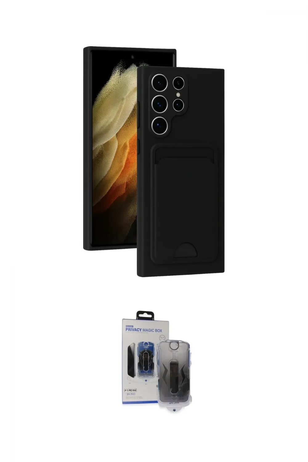 ieg™ Galaxy S24 Ultra Kılıf Vadi Çizgi Prime - Siyah Vanessa Magic Hayalet Cam