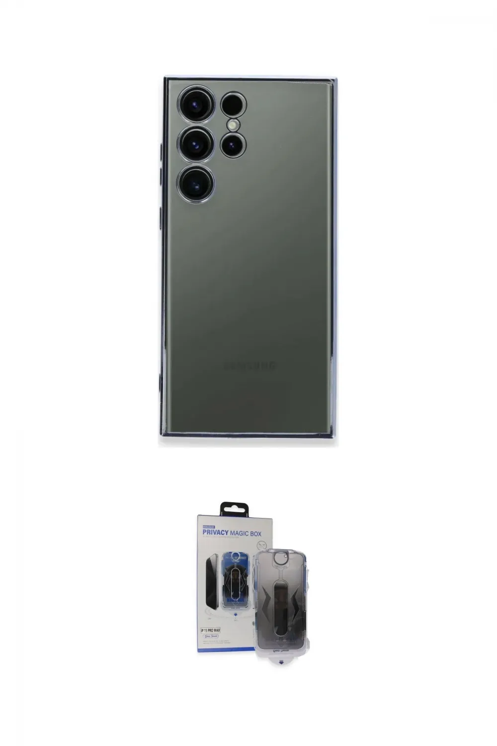 ieg™ Galaxy S24 Ultra Kılıf Vadi Minimal - Siyah Vanessa Magic Hayalet Cam