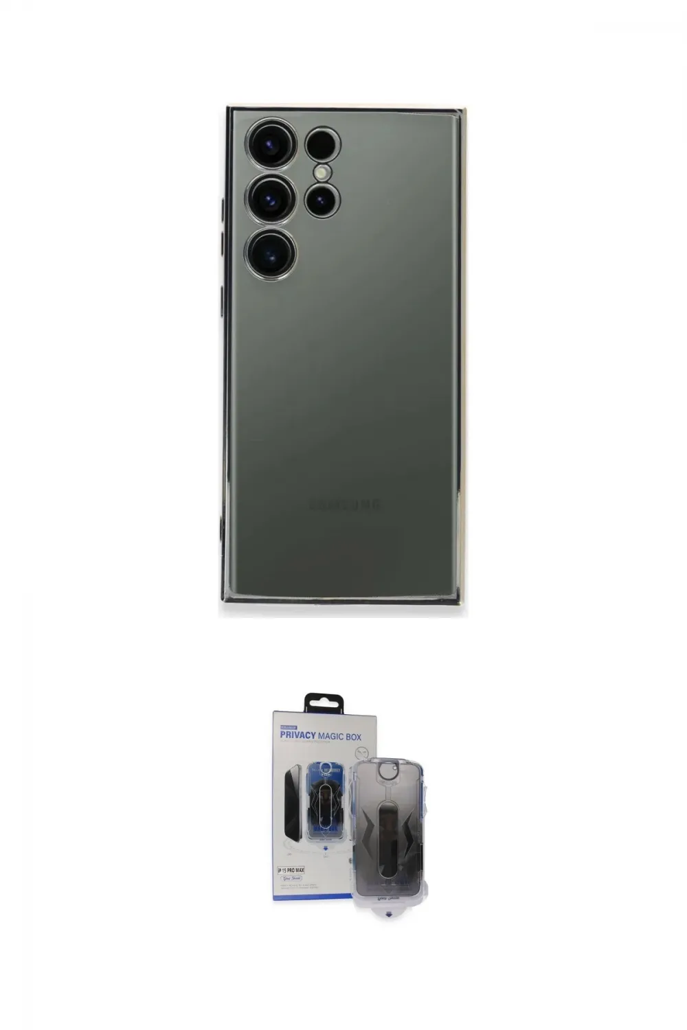 ieg™ Galaxy S24 Ultra Kılıf Vadi Minimal - Siyah Vanessa Magic Hayalet Cam