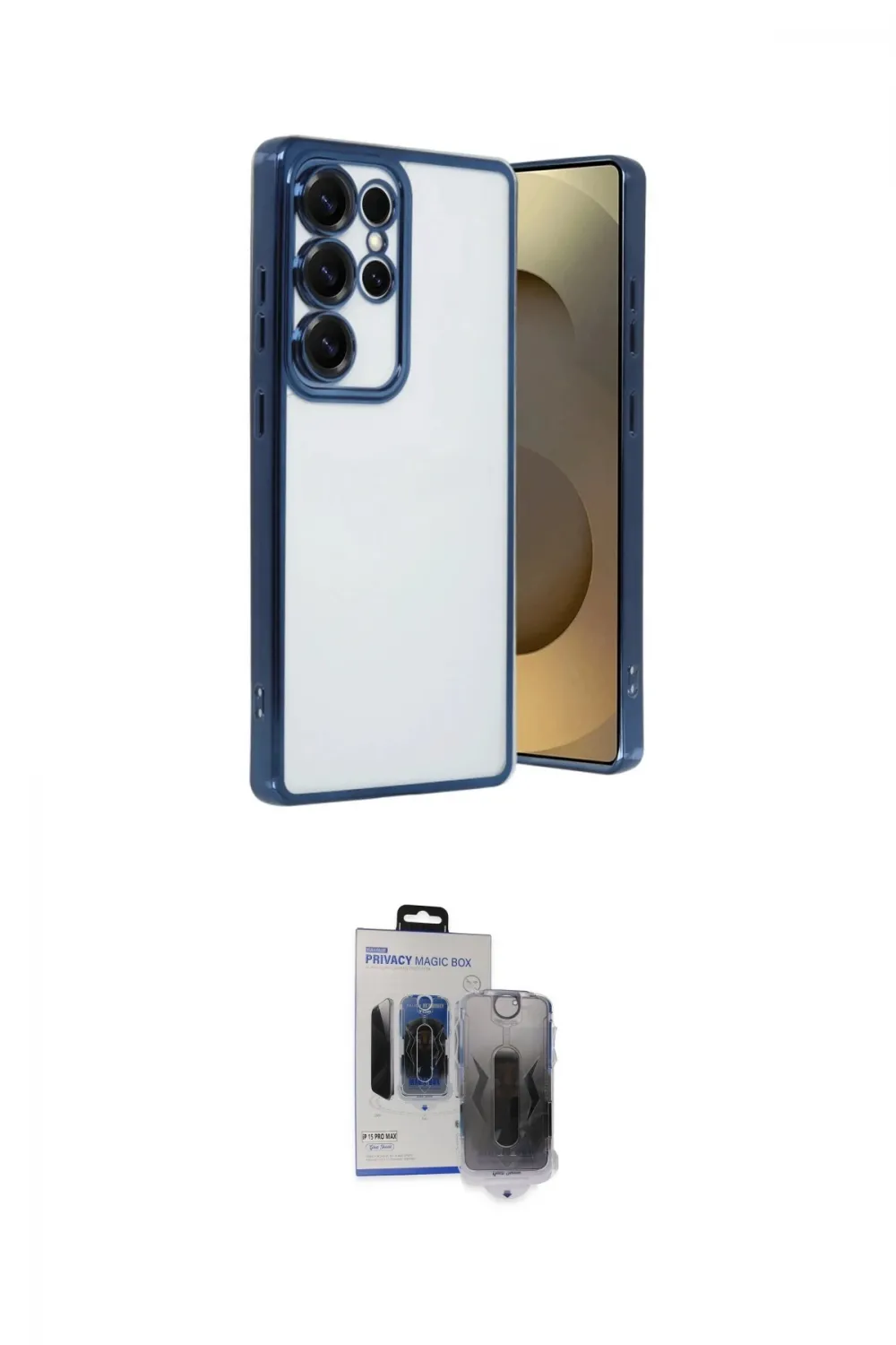 ieg™ Galaxy S24 Ultra Kılıf Vadi Minimal - Siyah Vanessa Magic Hayalet Cam