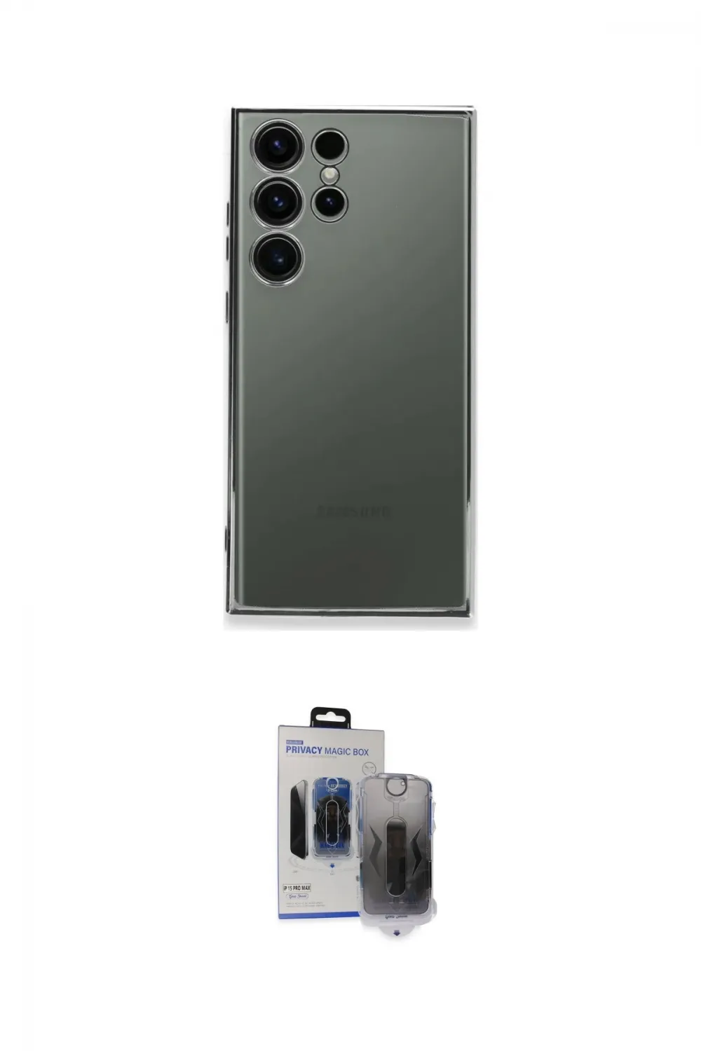 ieg™ Galaxy S24 Ultra Kılıf Vadi Minimal - Siyah Vanessa Magic Hayalet Cam