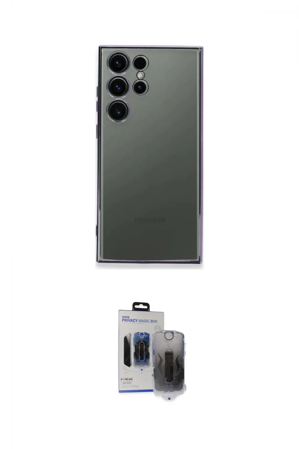 ieg™ Galaxy S24 Ultra Kılıf Vadi Minimal - Siyah Vanessa Magic Hayalet Cam