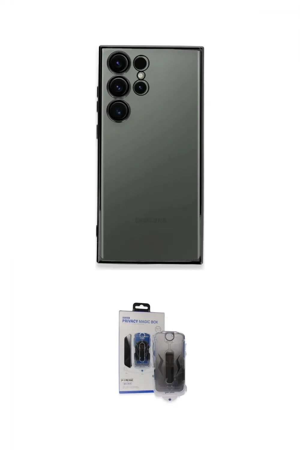 ieg™ Galaxy S24 Ultra Kılıf Vadi Minimal - Siyah Vanessa Magic Hayalet Cam