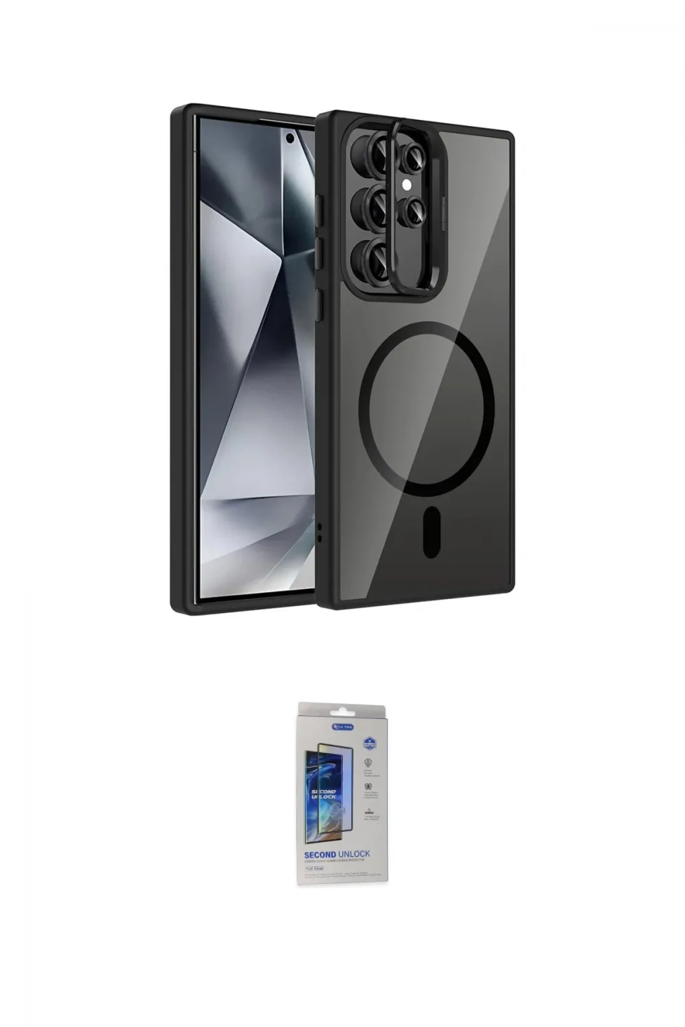 ieg™ Galaxy S24 Ultra Kılıf Yadigar Asil Koleksiyonu - Siyah Durable Full Glue Curved Cam
