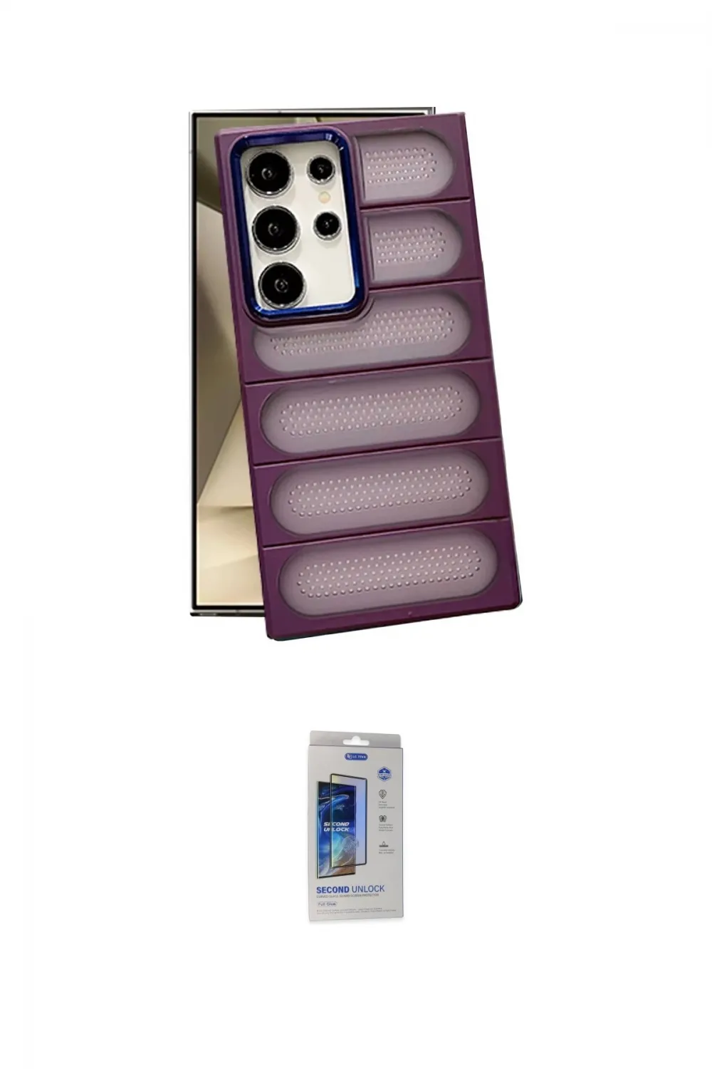 ieg™ Galaxy S24 Ultra Kılıf Yadigar Doku Özel Seri - Siyah Durable Full Glue Curved Cam