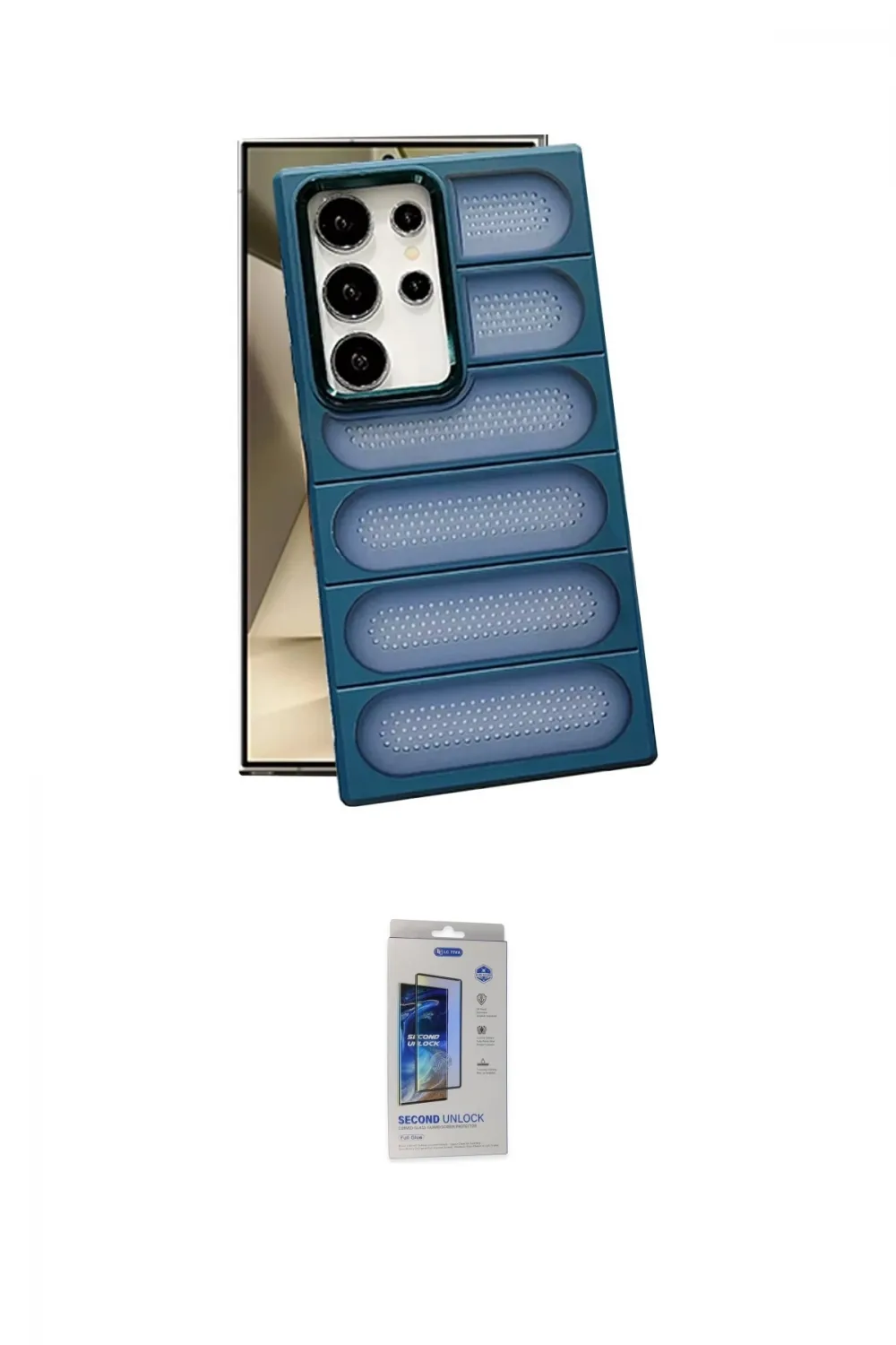 ieg™ Galaxy S24 Ultra Kılıf Yadigar Doku Özel Seri - Siyah Durable Full Glue Curved Cam
