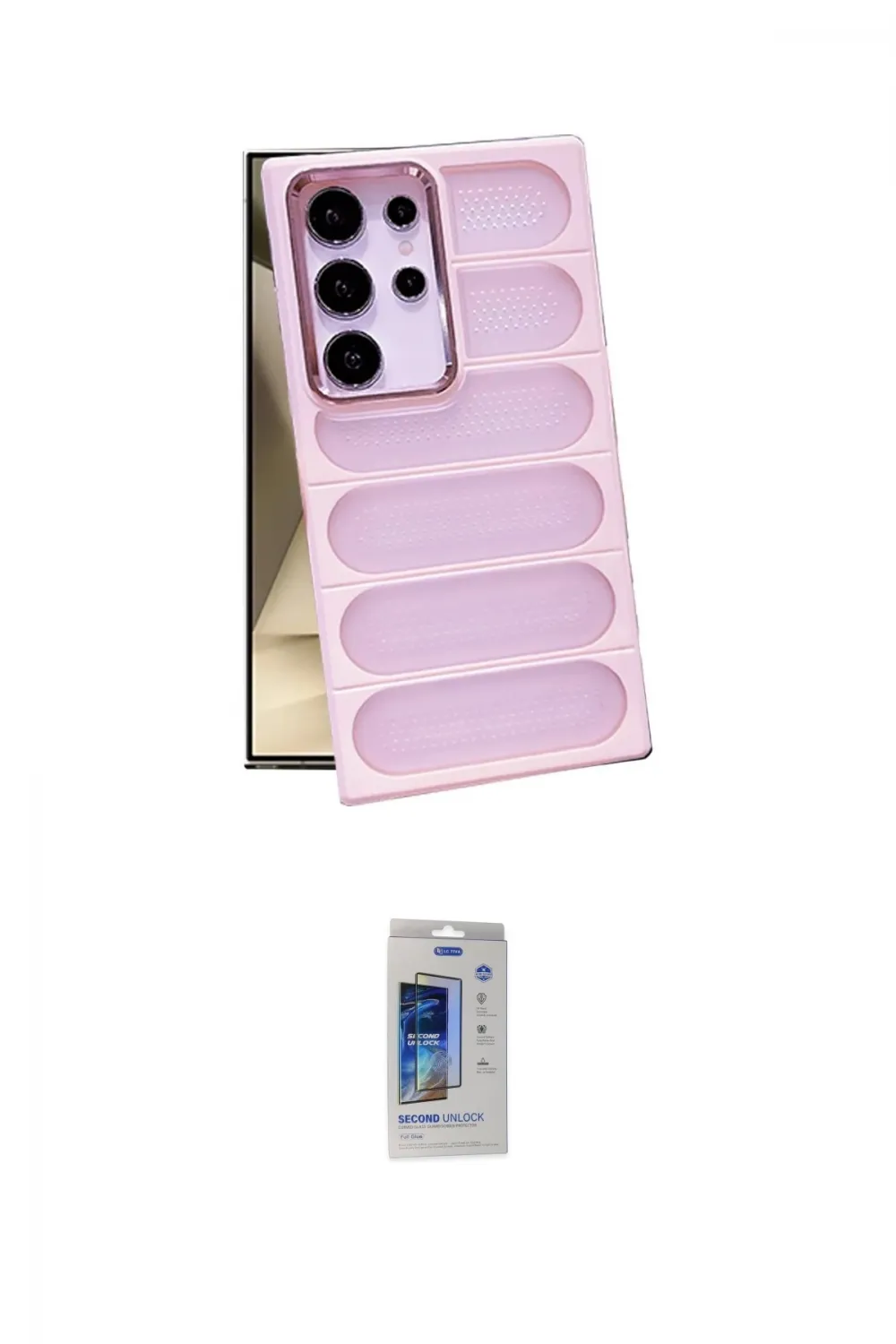 ieg™ Galaxy S24 Ultra Kılıf Yadigar Doku Özel Seri - Siyah Durable Full Glue Curved Cam