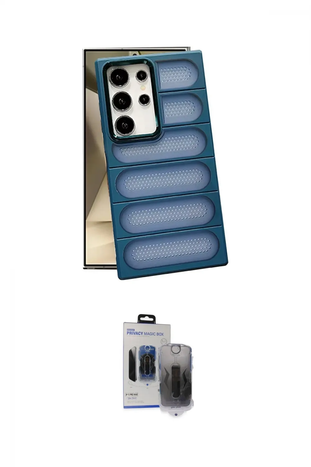 ieg™ Galaxy S24 Ultra Kılıf Yadigar Doku Özel Seri - Siyah Vanessa Magic Hayalet Cam