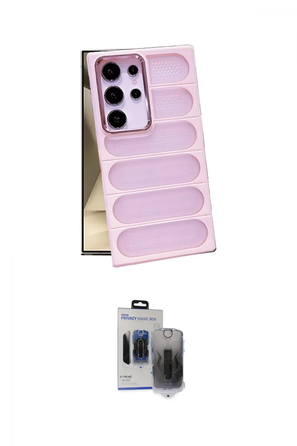 ieg™ Galaxy S24 Ultra Kılıf Yadigar Doku Özel Seri - Siyah Vanessa Magic Hayalet Cam