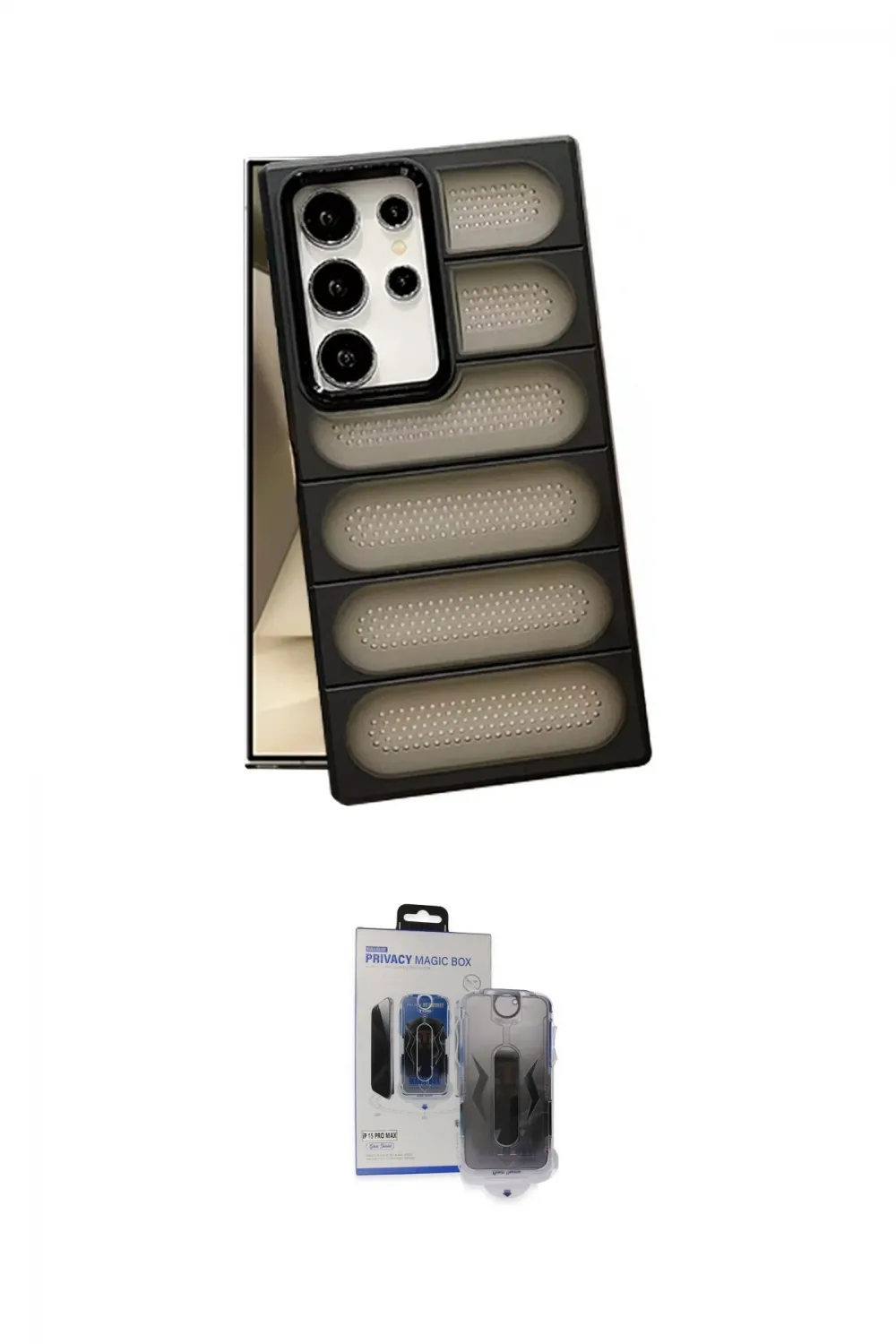 ieg™ Galaxy S24 Ultra Kılıf Yadigar Doku Özel Seri - Siyah Vanessa Magic Hayalet Cam