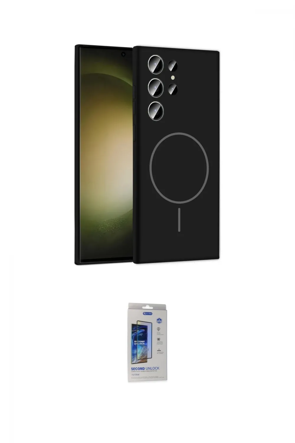 ieg™ Galaxy S24 Ultra Kılıf Yankı Form Serisi - Siyah Durable Full Glue Curved Cam