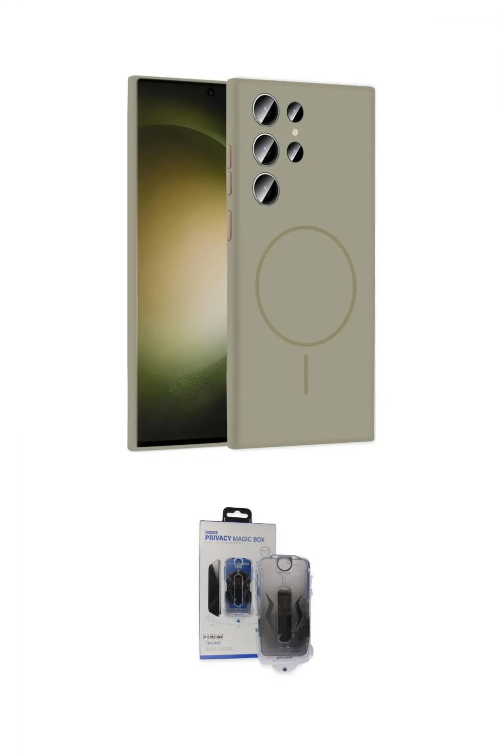 ieg™ Galaxy S24 Ultra Kılıf Yankı Form Serisi - Siyah Vanessa Magic Hayalet Cam