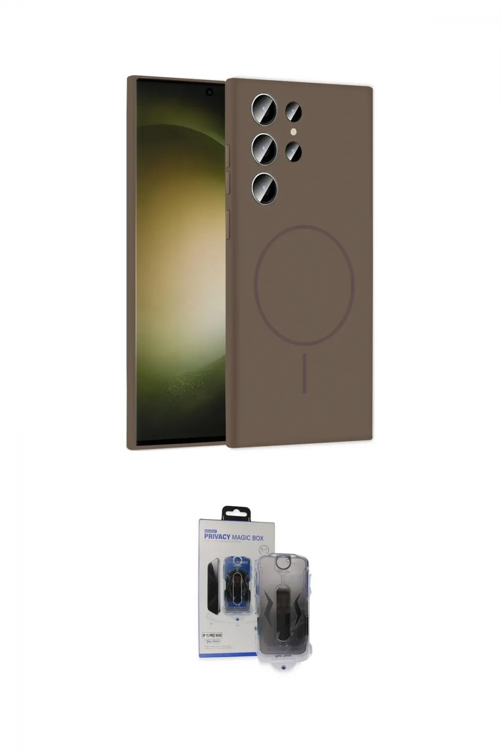 ieg™ Galaxy S24 Ultra Kılıf Yankı Form Serisi - Siyah Vanessa Magic Hayalet Cam