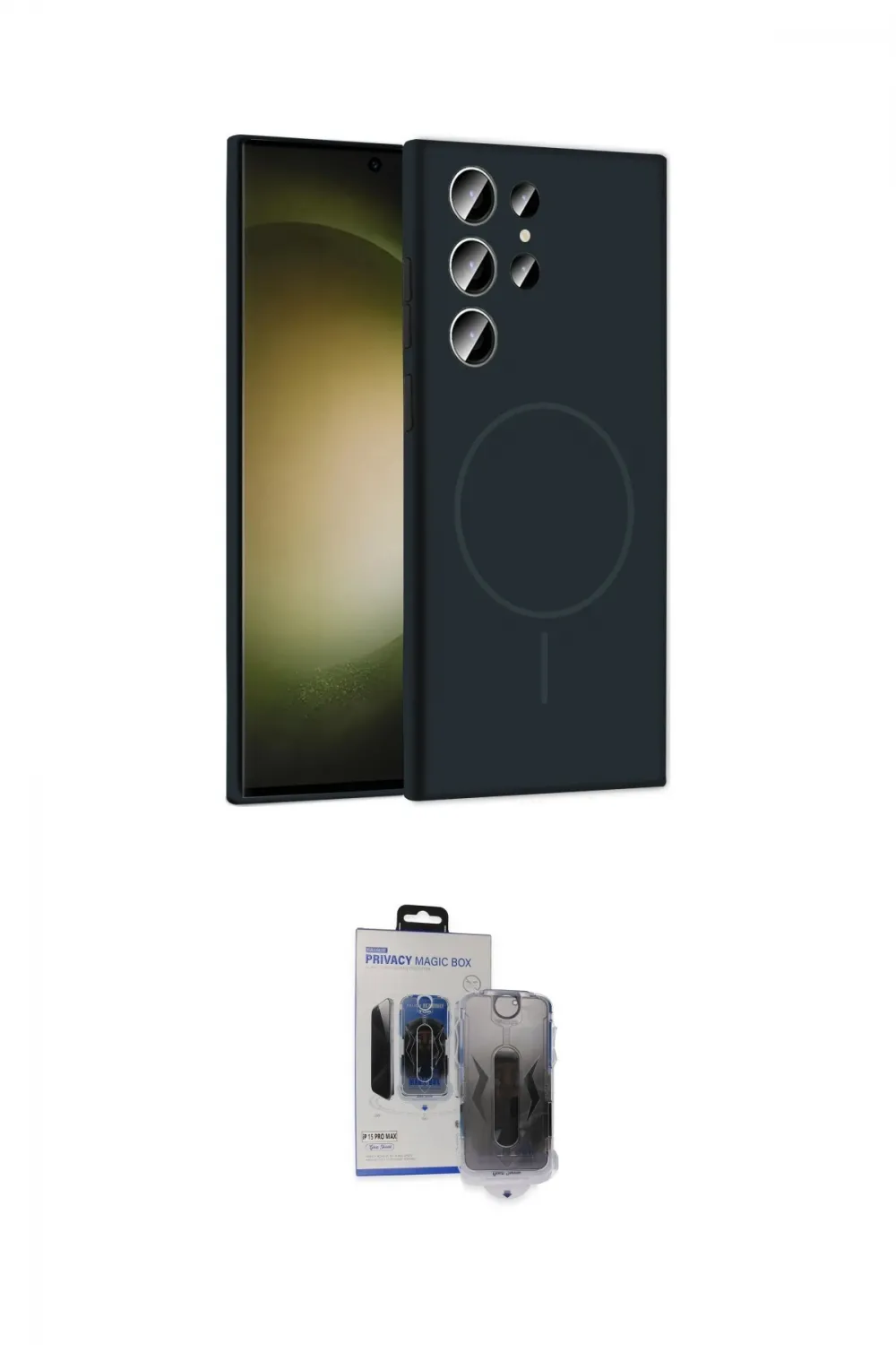 ieg™ Galaxy S24 Ultra Kılıf Yankı Form Serisi - Siyah Vanessa Magic Hayalet Cam