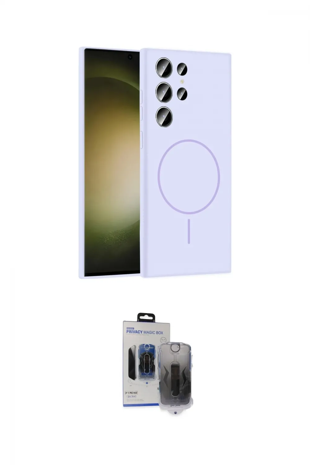 ieg™ Galaxy S24 Ultra Kılıf Yankı Form Serisi - Siyah Vanessa Magic Hayalet Cam