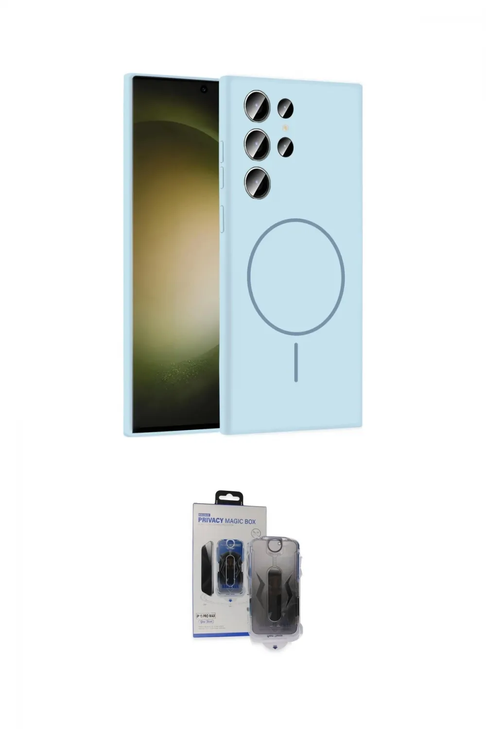 ieg™ Galaxy S24 Ultra Kılıf Yankı Form Serisi - Siyah Vanessa Magic Hayalet Cam