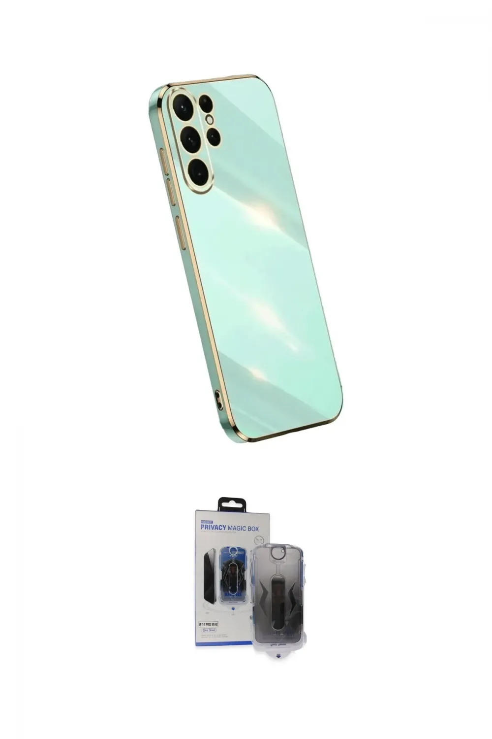 ieg™ Galaxy S24 Ultra Kılıf Yankı Serisi - Siyah Vanessa Magic Hayalet Cam