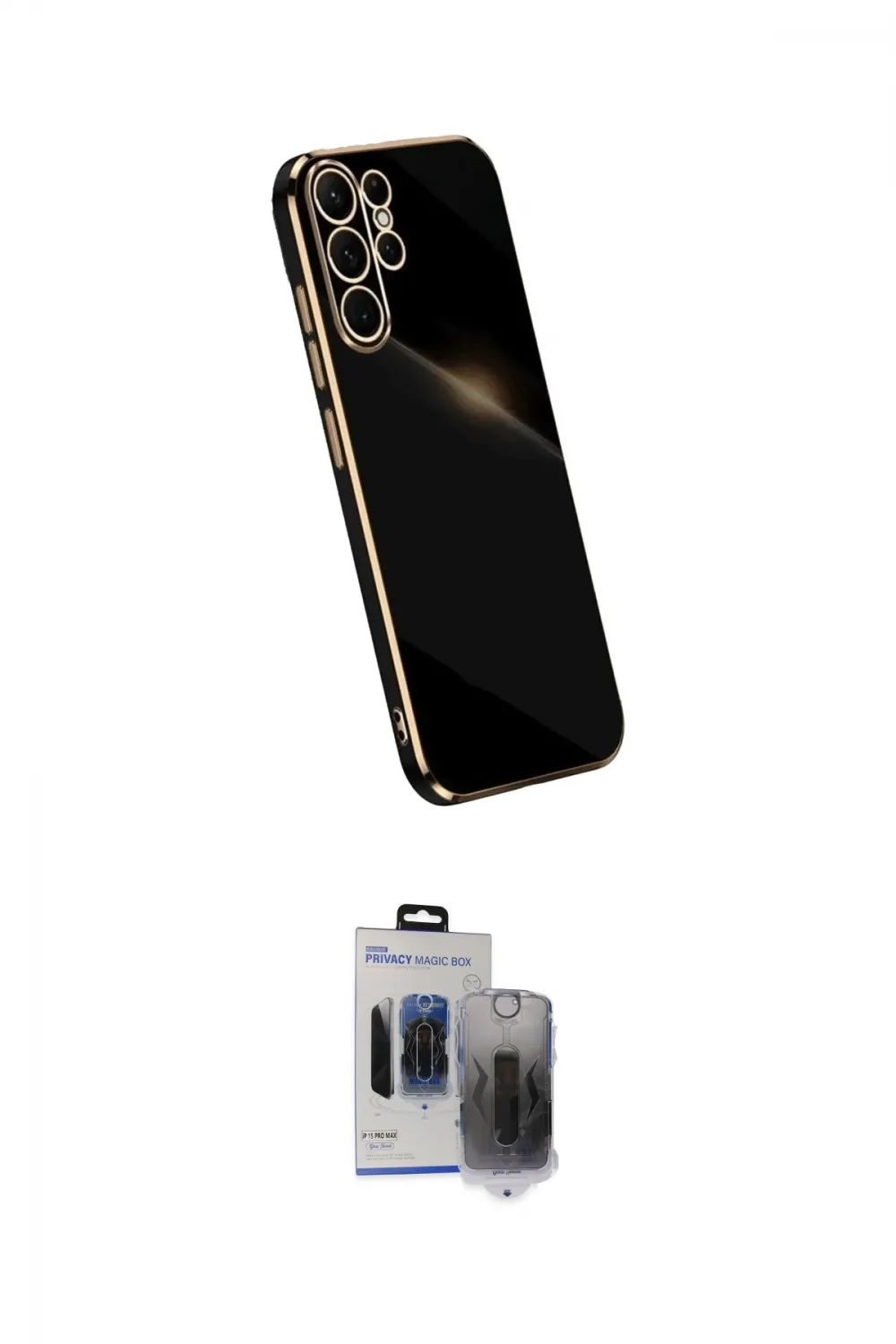 ieg™ Galaxy S24 Ultra Kılıf Yankı Serisi - Siyah Vanessa Magic Hayalet Cam