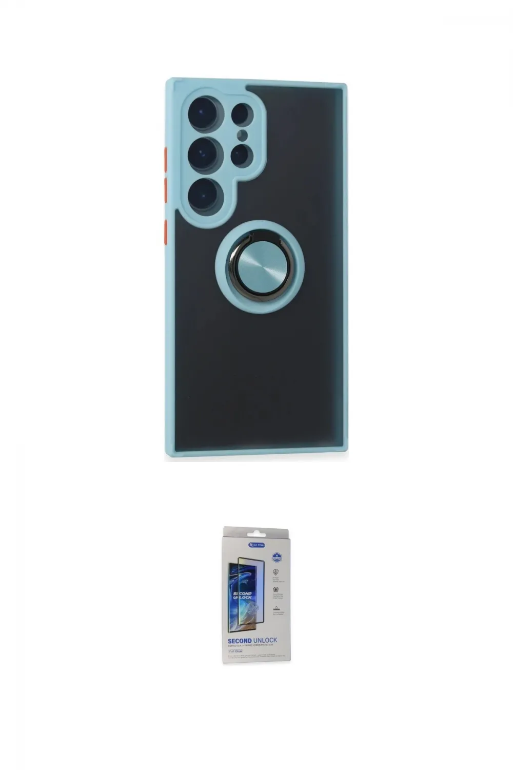 ieg™ Galaxy S24 Ultra Kılıf Yörünge Çizgi - Siyah Durable Full Glue Curved Cam