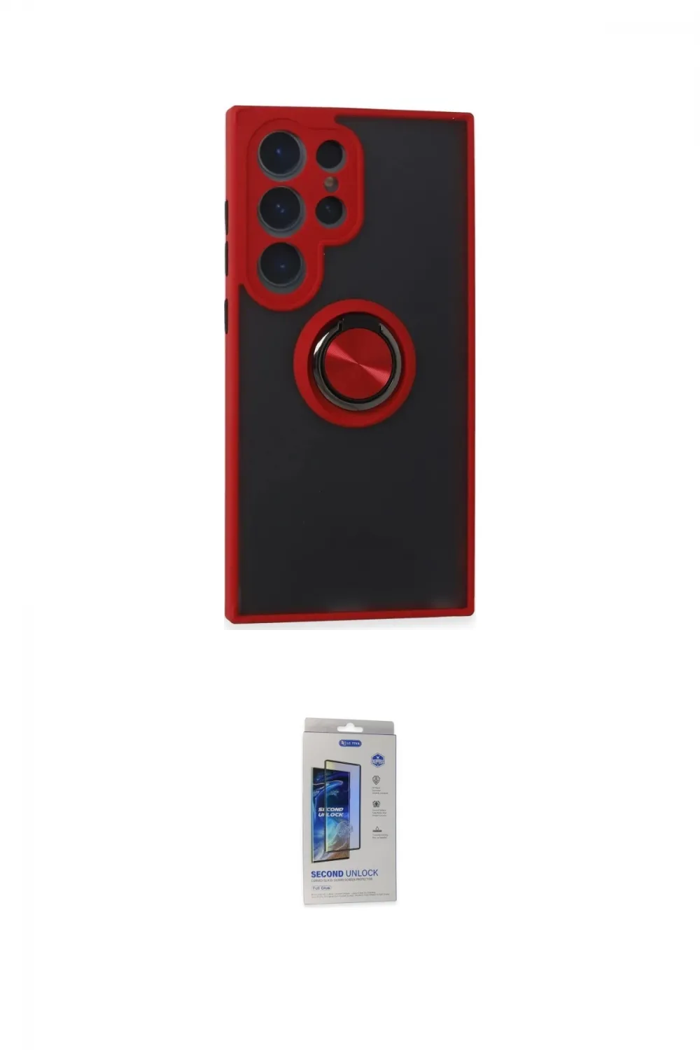 ieg™ Galaxy S24 Ultra Kılıf Yörünge Çizgi - Siyah Durable Full Glue Curved Cam